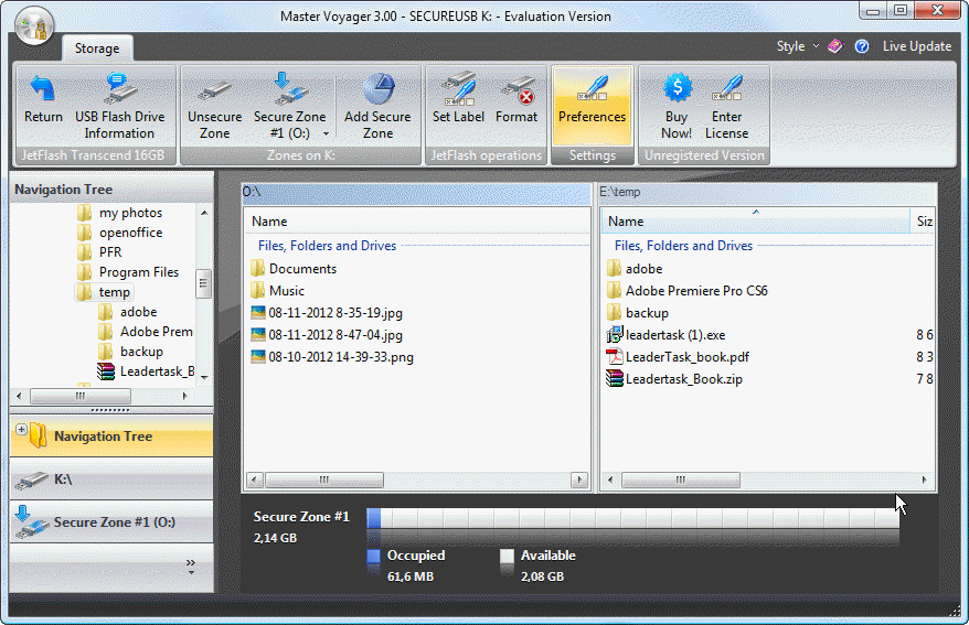 files and folders on secure usb flash drive